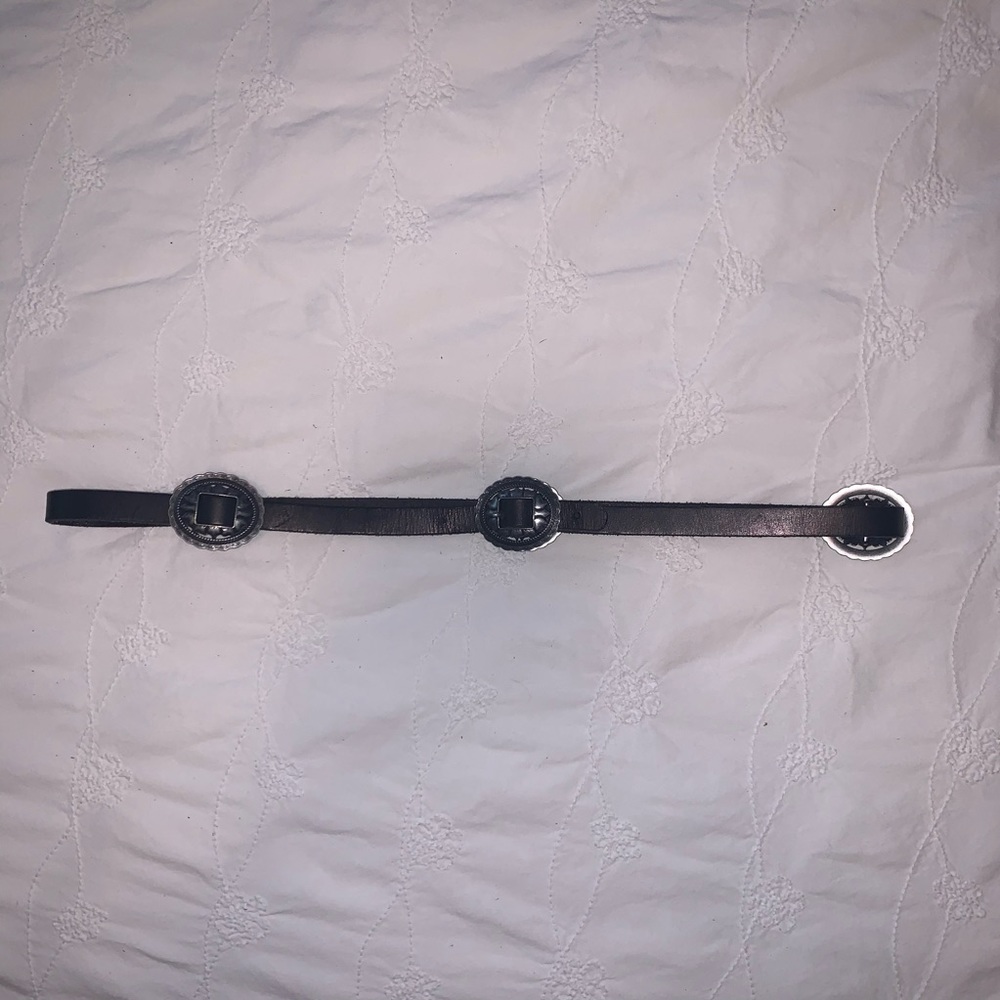 Black high rise belt with silver pendants